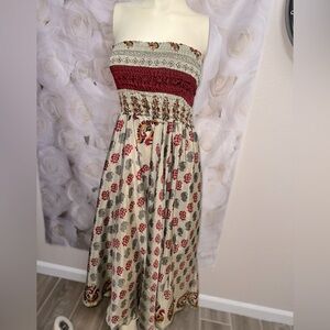 Flowy Boho Style Wide-Leg Viscose Romper with strapless Smocked Bodice size M